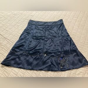 Marc Jacobs 100% silk navy blue paneled skirt size 6 beaded fairy holiday